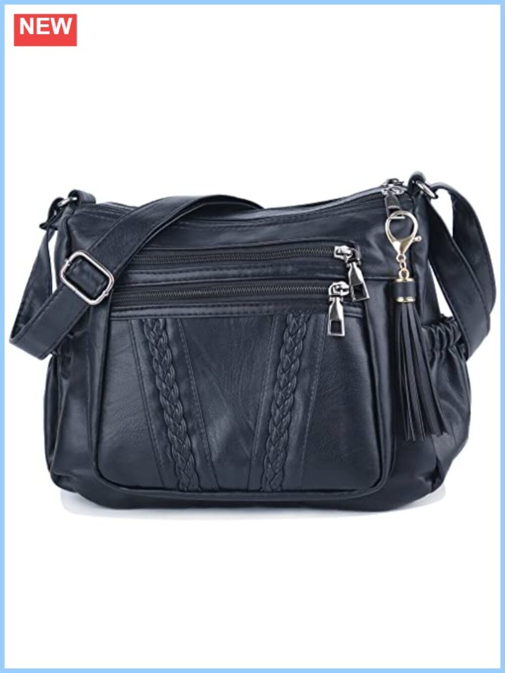 Soft PU Leather Crossbody Bag Multi Pocket Shoulder Purse